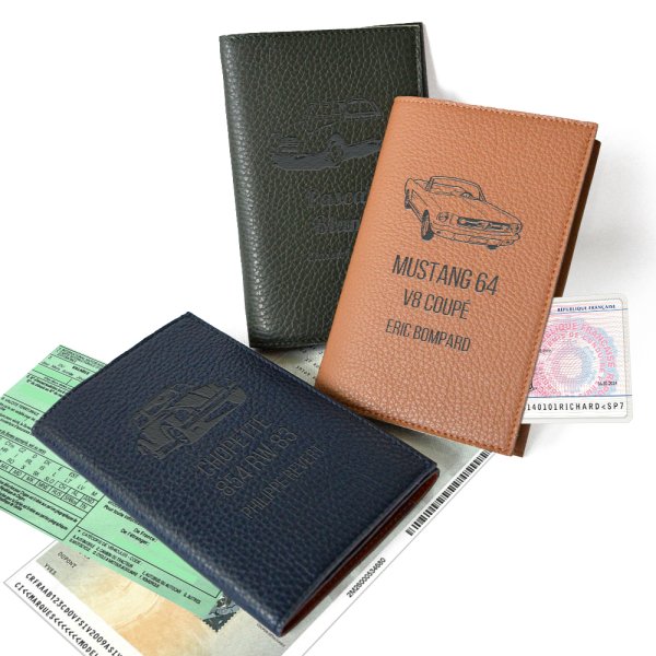Porte-papiers personnalisable en cuir, cadeau chic pour conducteur.